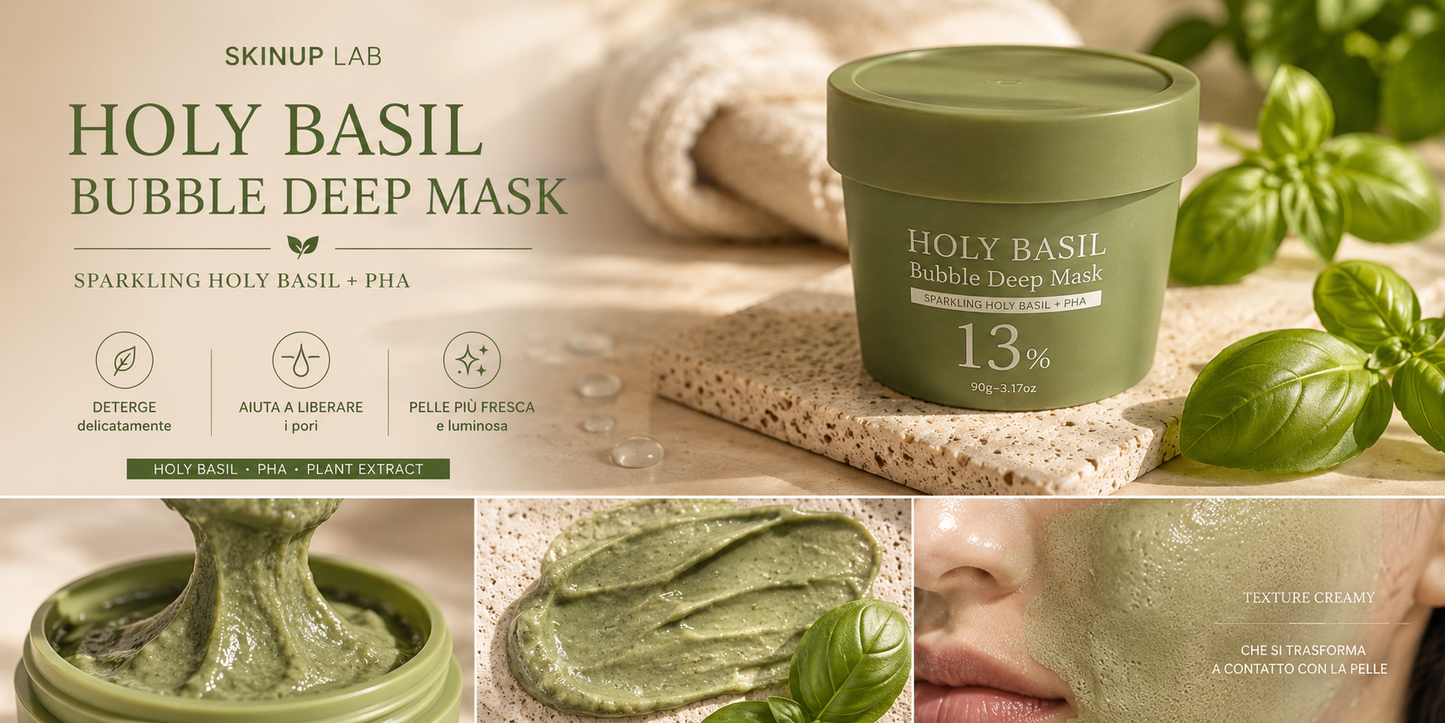 Holy Basil Bubble Deep Mask — Maschera a Bolle Purificante (90g)
