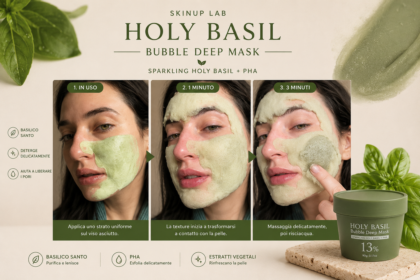 Holy Basil Bubble Deep Mask — Maschera a Bolle Purificante (90g)