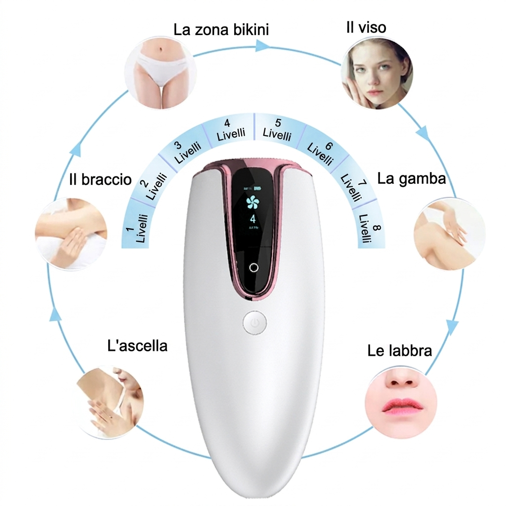 Dispositivo IPL elettrico per una pelle morbida e senza peli