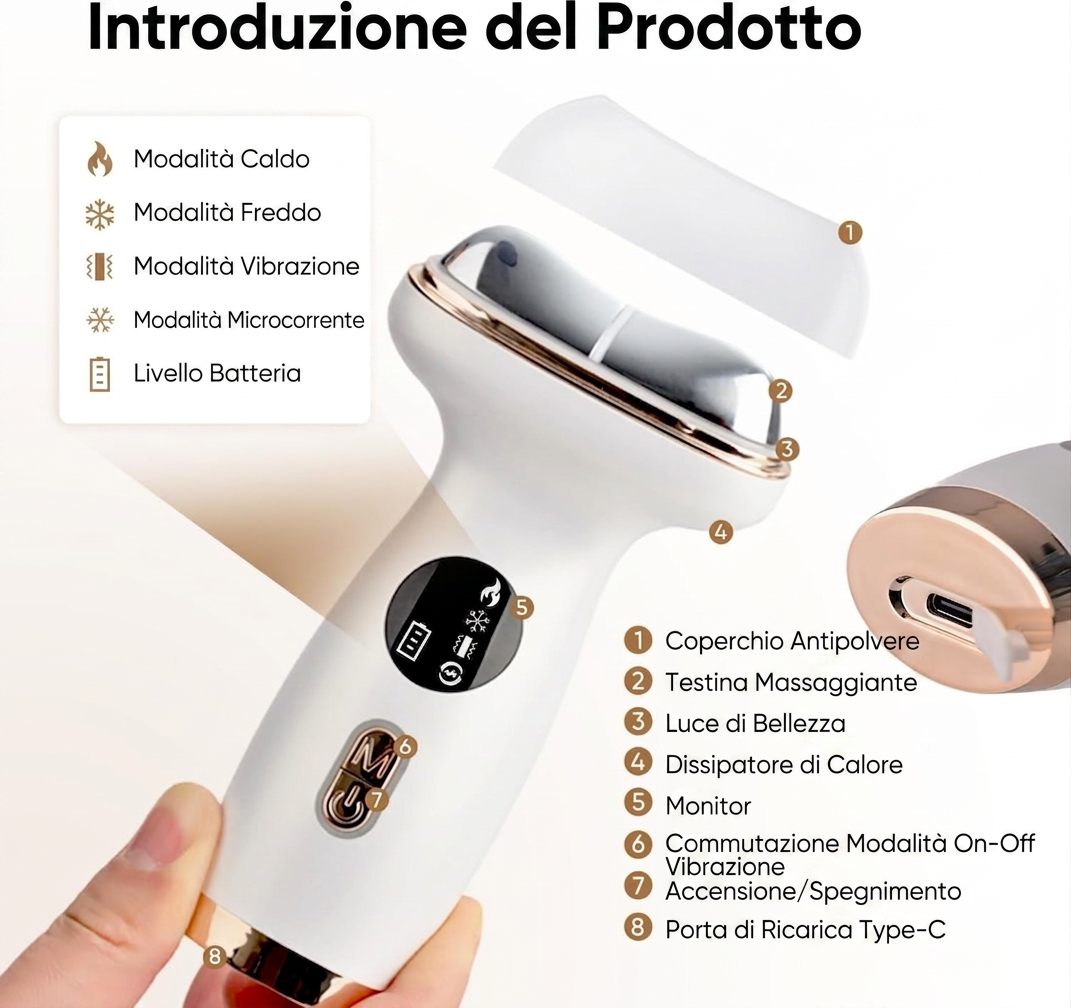 Massaggiatore viso e collo per una skincare fresca e rigenerante