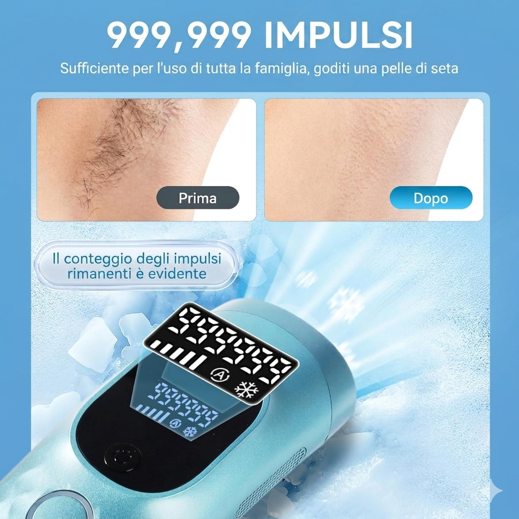 Dispositivo di depilazione laser per una pelle liscia a lunga durata