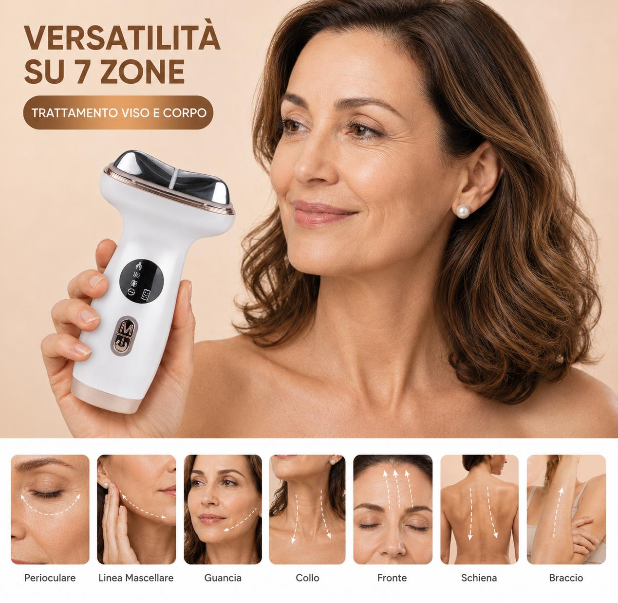 Massaggiatore viso e collo per una skincare fresca e rigenerante